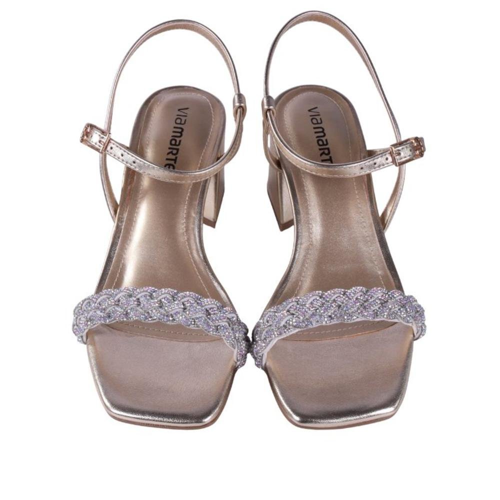 Sandália Feminina Via Marte 100-016 Gold Prata 7