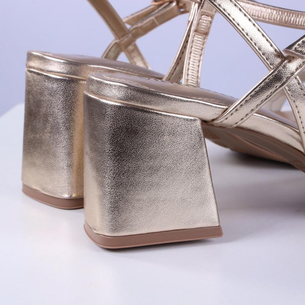 Sandália Feminina Via Marte 100-016 Gold Prata 8