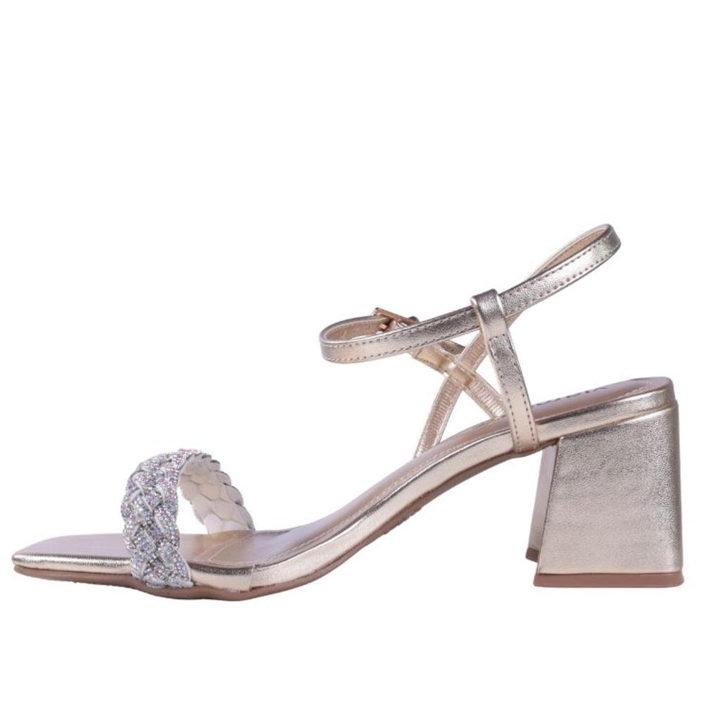 Sandália Feminina Via Marte 100-016 Gold Prata 9