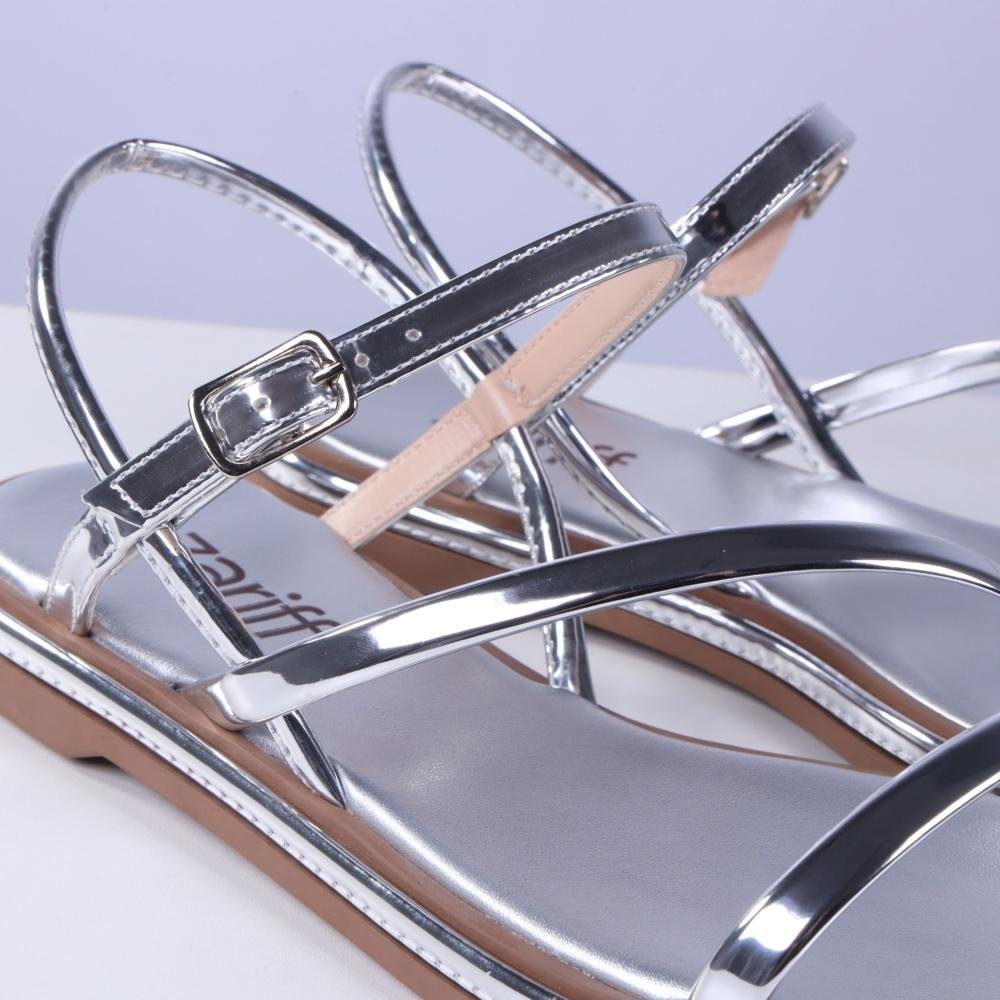 Sandália Feminina Rasteira Zariff 1931-65 Prata Prata 11