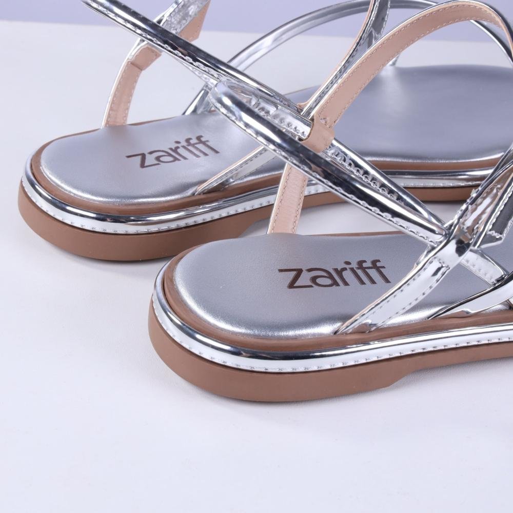 Sandália Feminina Rasteira Zariff 1931-65 Prata Prata 12