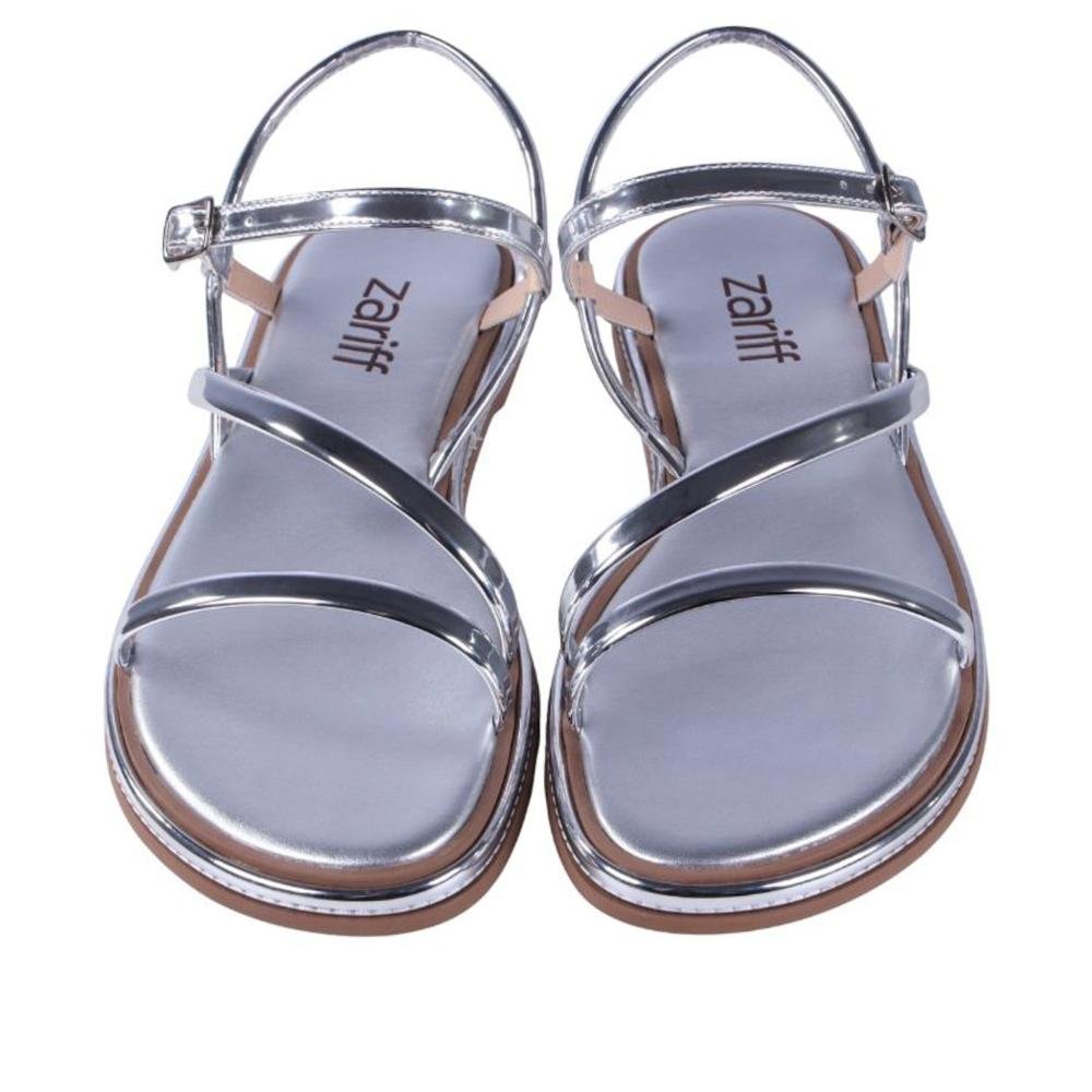 Sandália Feminina Rasteira Zariff 1931-65 Prata Prata 4