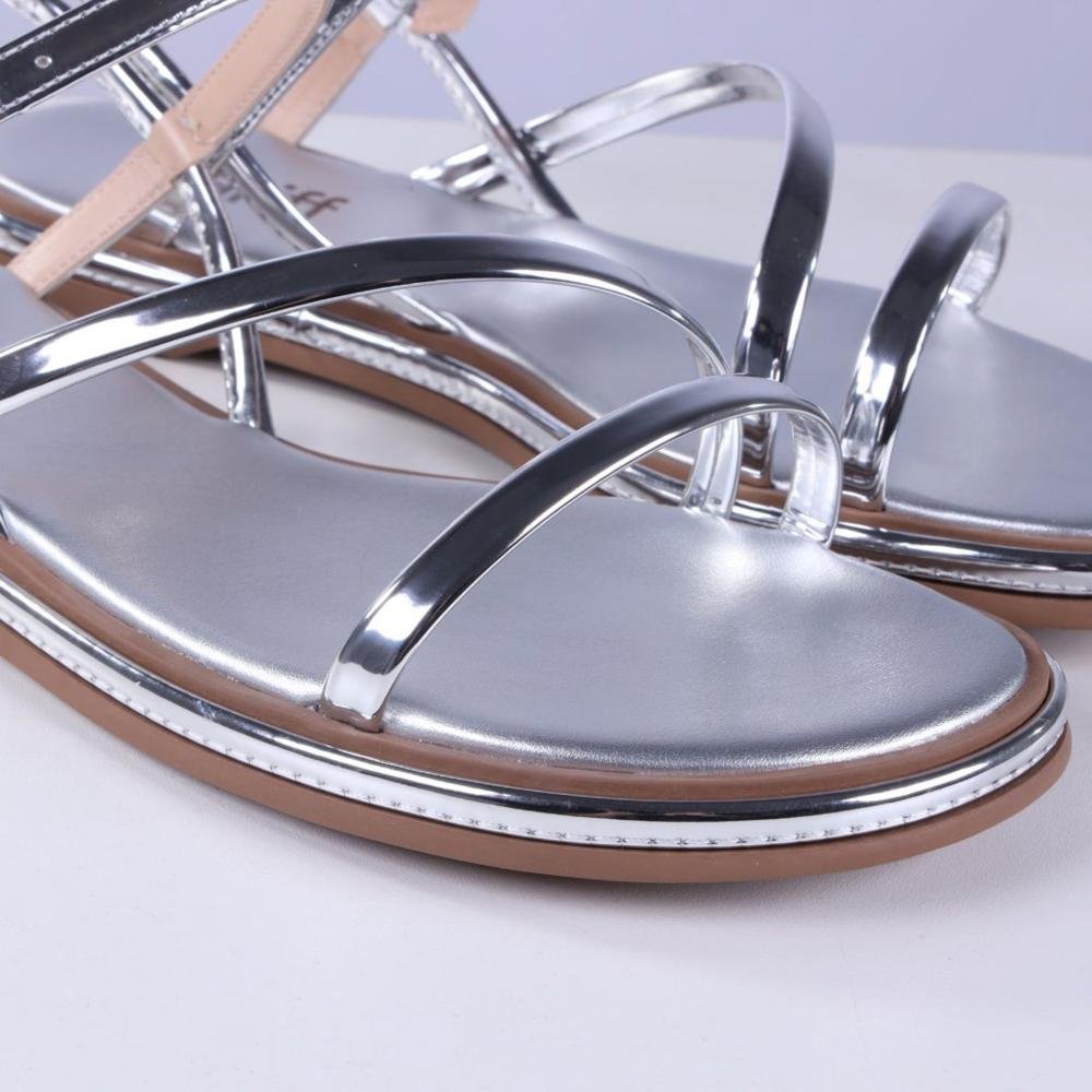 Sandália Feminina Rasteira Zariff 1931-65 Prata Prata 5