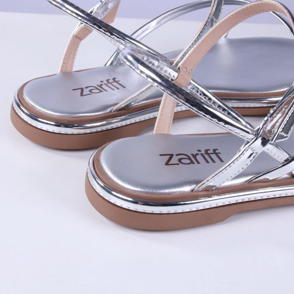 Sandália Feminina Rasteira Zariff 1931-65 Prata Prata 6