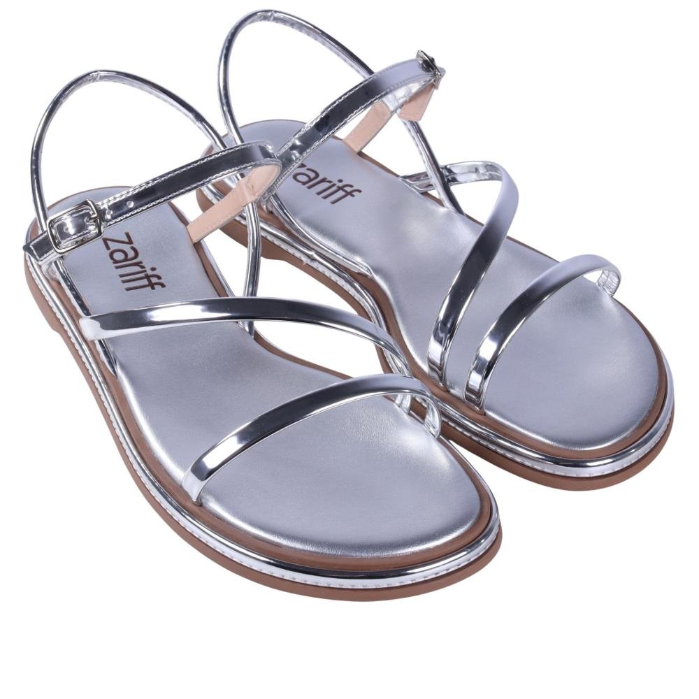 Sandália Feminina Rasteira Zariff 1931-65 Prata Prata 9
