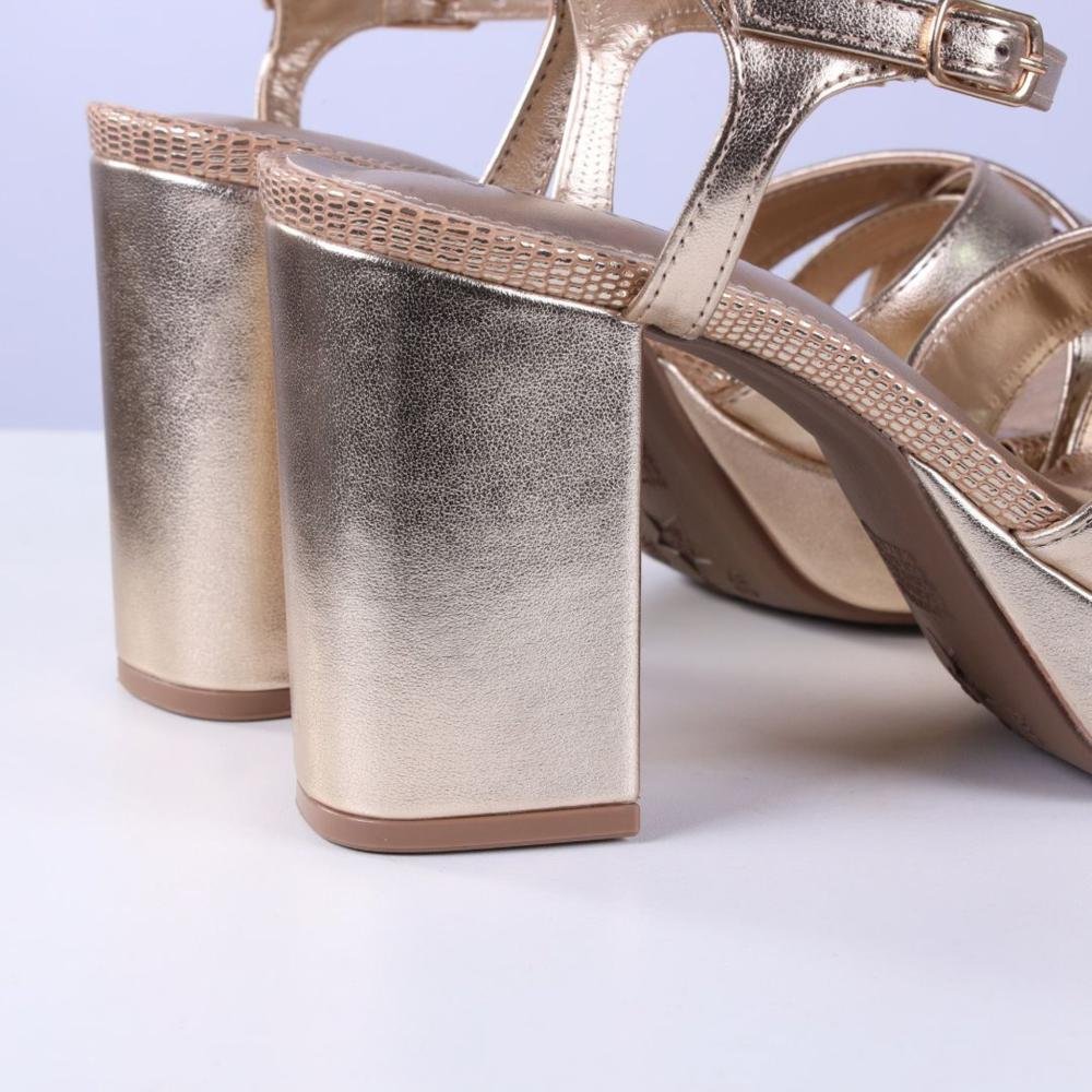 Sandália Feminina Via Marte 141-026 Dourado Dourado 6