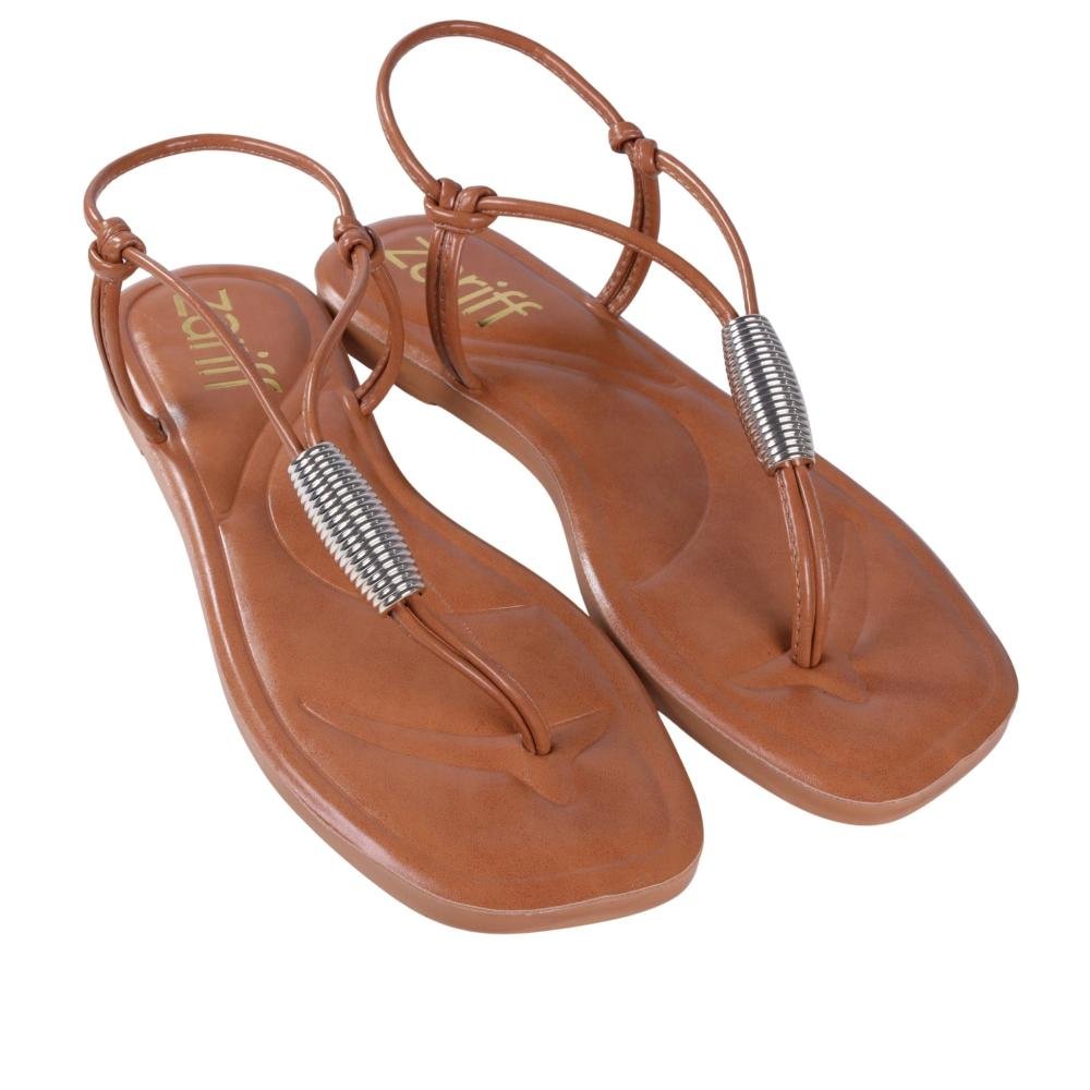 Sandália Feminina Rasteira Zariff 3055.1046 Mel Marrom 6