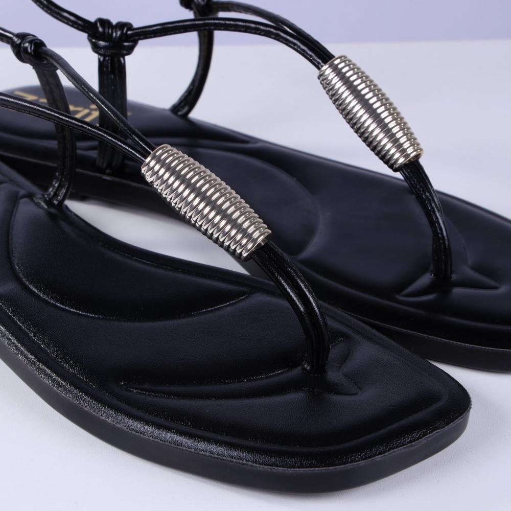Sandália Feminina Rasteira Zariff 3055.1046 Preto Preto 4