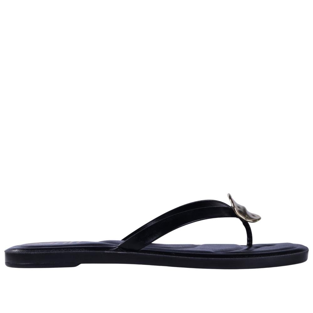 Chinelo Rasteira Feminino Zariff 3055.1047 Preto Brilho