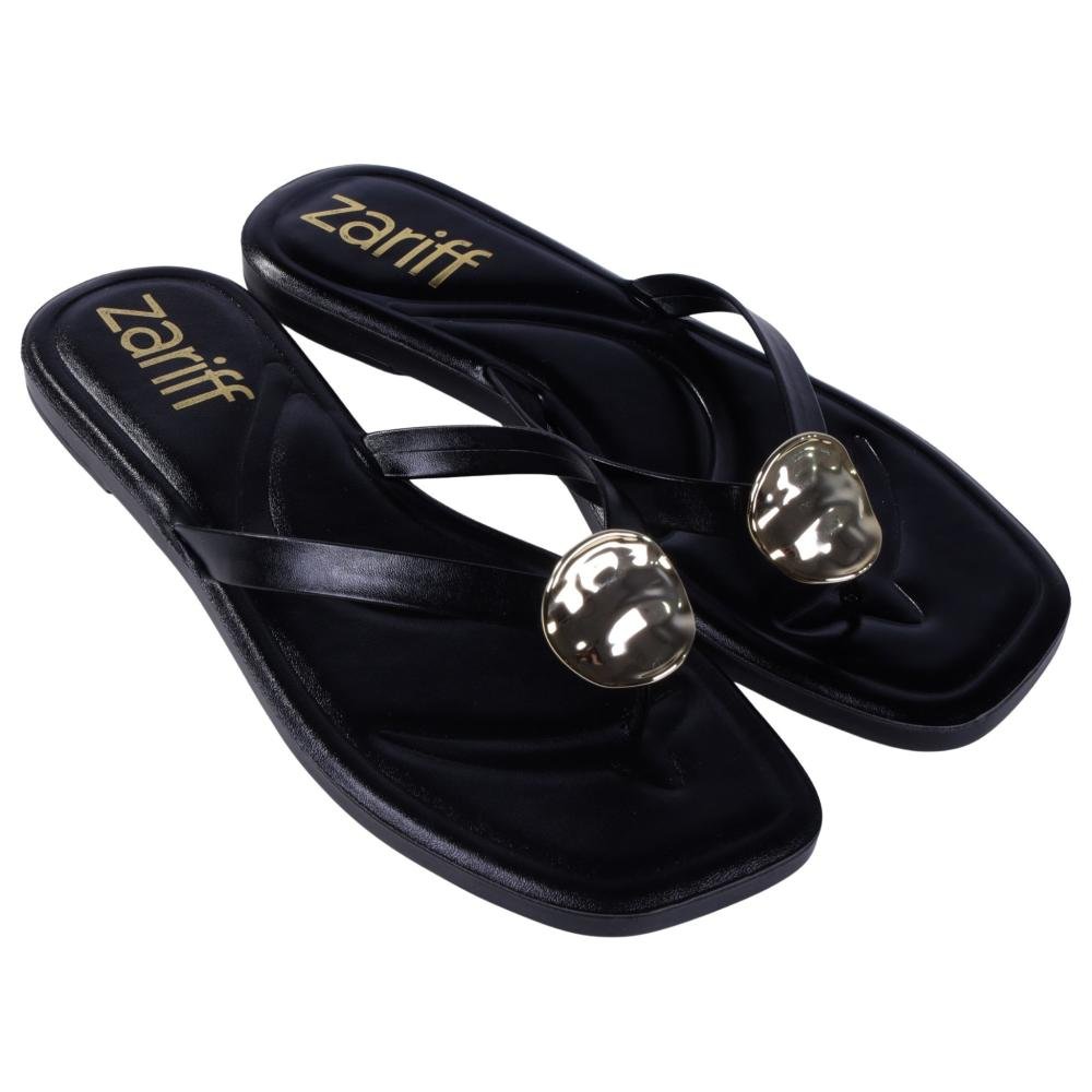 Chinelo Rasteira Feminino Zariff 3055.1047 Preto Brilho Preto 2