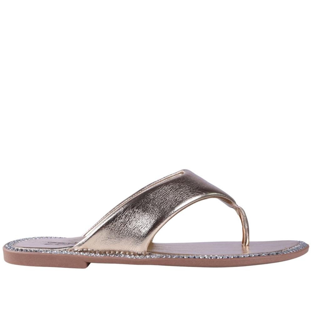 Chinelo Rasteiro Feminino Zariff 1618018252 Ouro Light