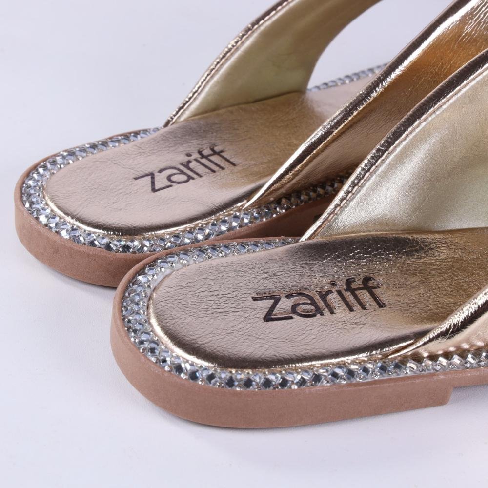 Chinelo Rasteiro Feminino Zariff 1618018252 Ouro Light Dourado 4