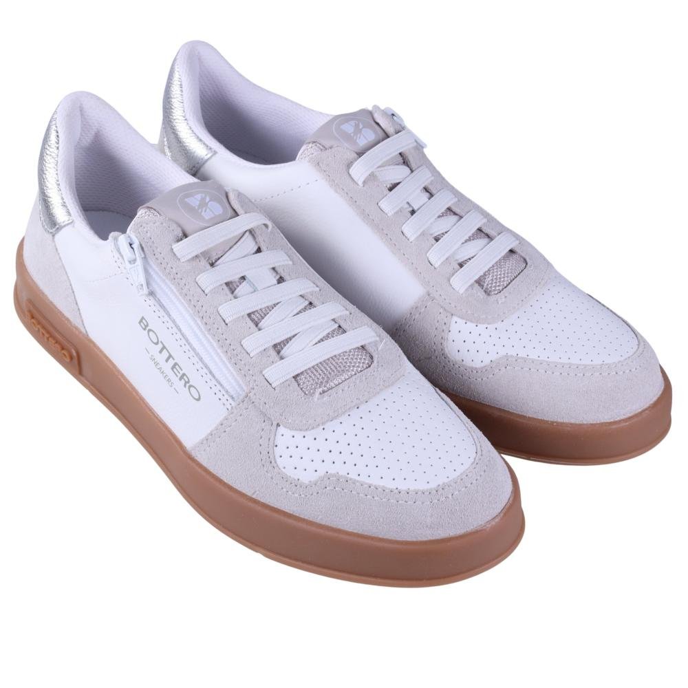 Tênis Bottero Feminino Sneakers 364902 Branco/Cinza/Prata Bege 2