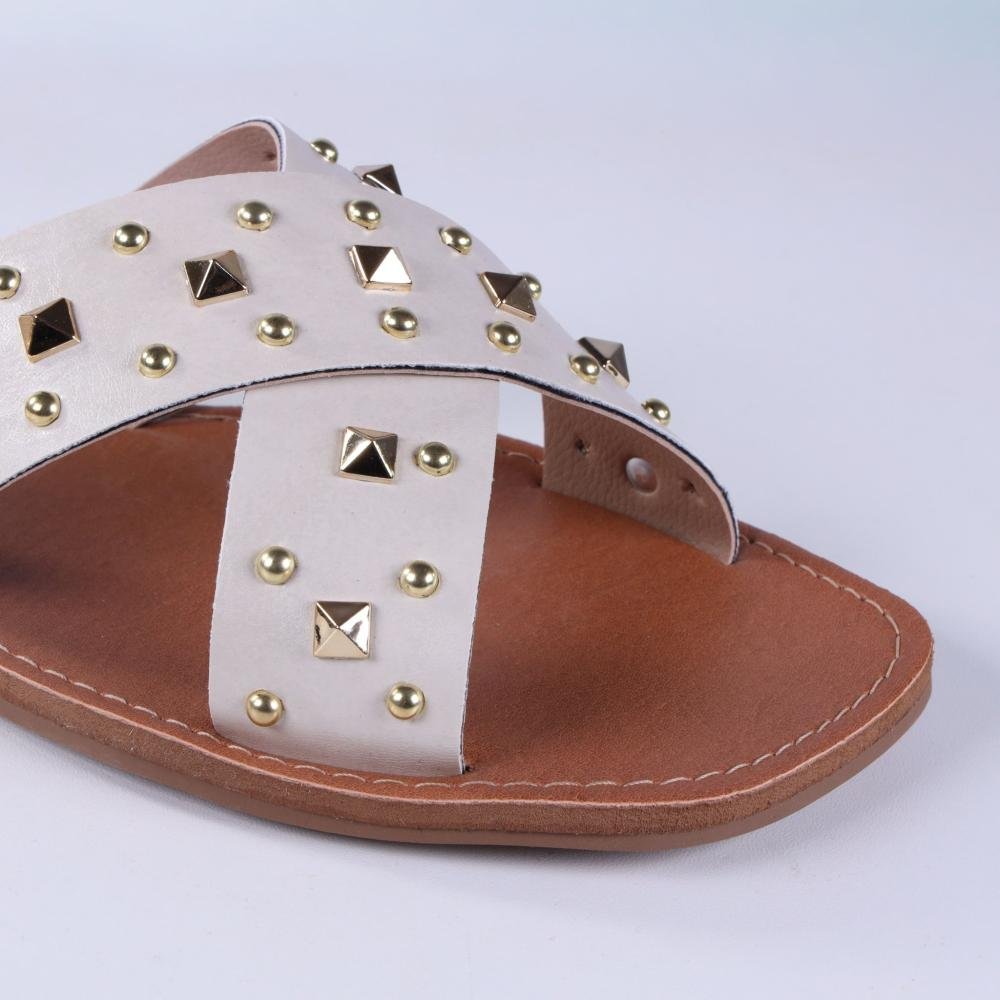 Sandália Rasteira Feminina Zariff L252045 Off White Branco 3