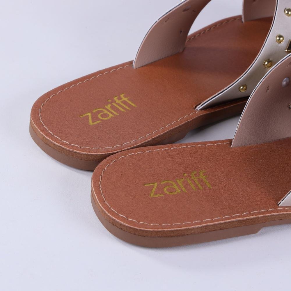 Sandália Rasteira Feminina Zariff L252045 Off White Branco 4