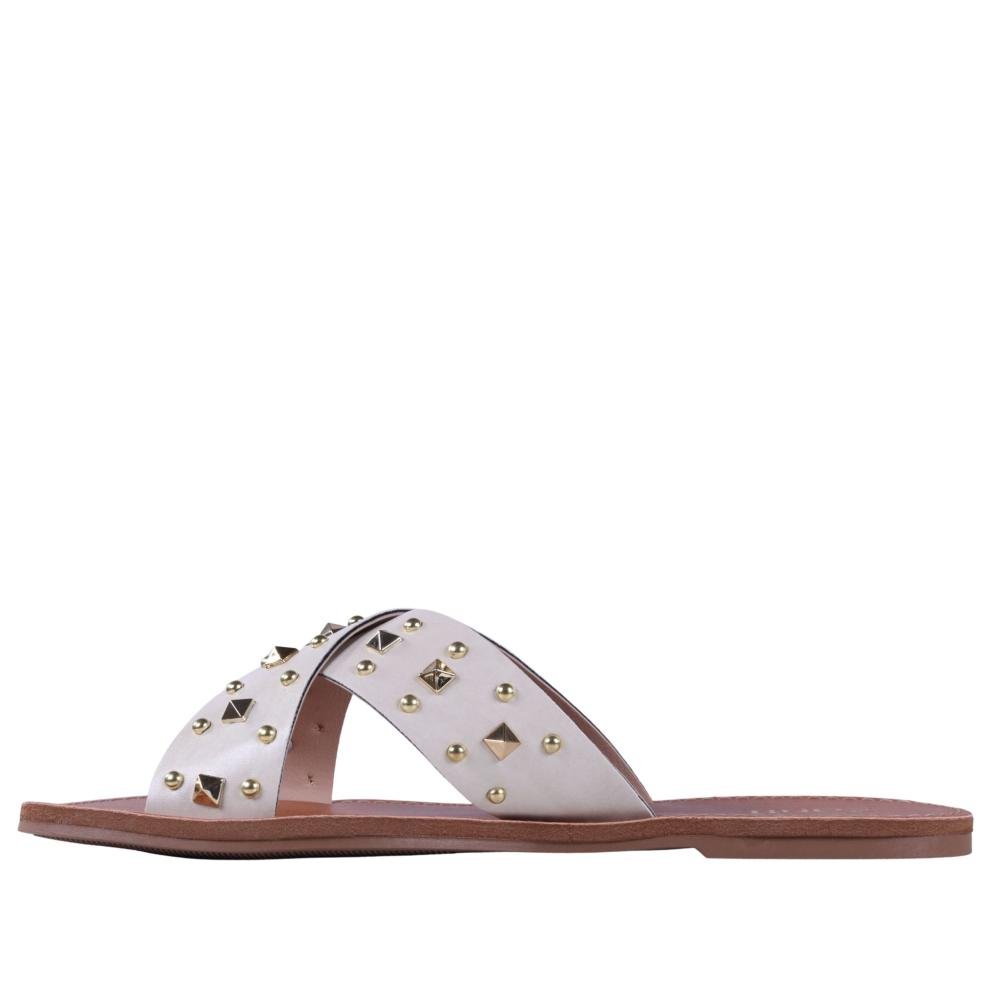 Sandália Rasteira Feminina Zariff L252045 Off White Branco 6