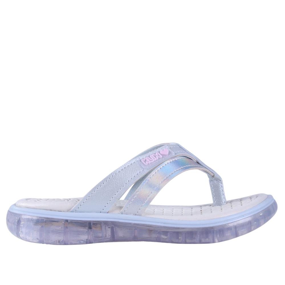 Chinelo Infantil Menina com Luzes Klin 229023 Prata