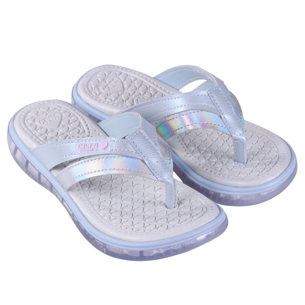Chinelo Infantil Menina com Luzes Klin 229023 Prata Prata 2