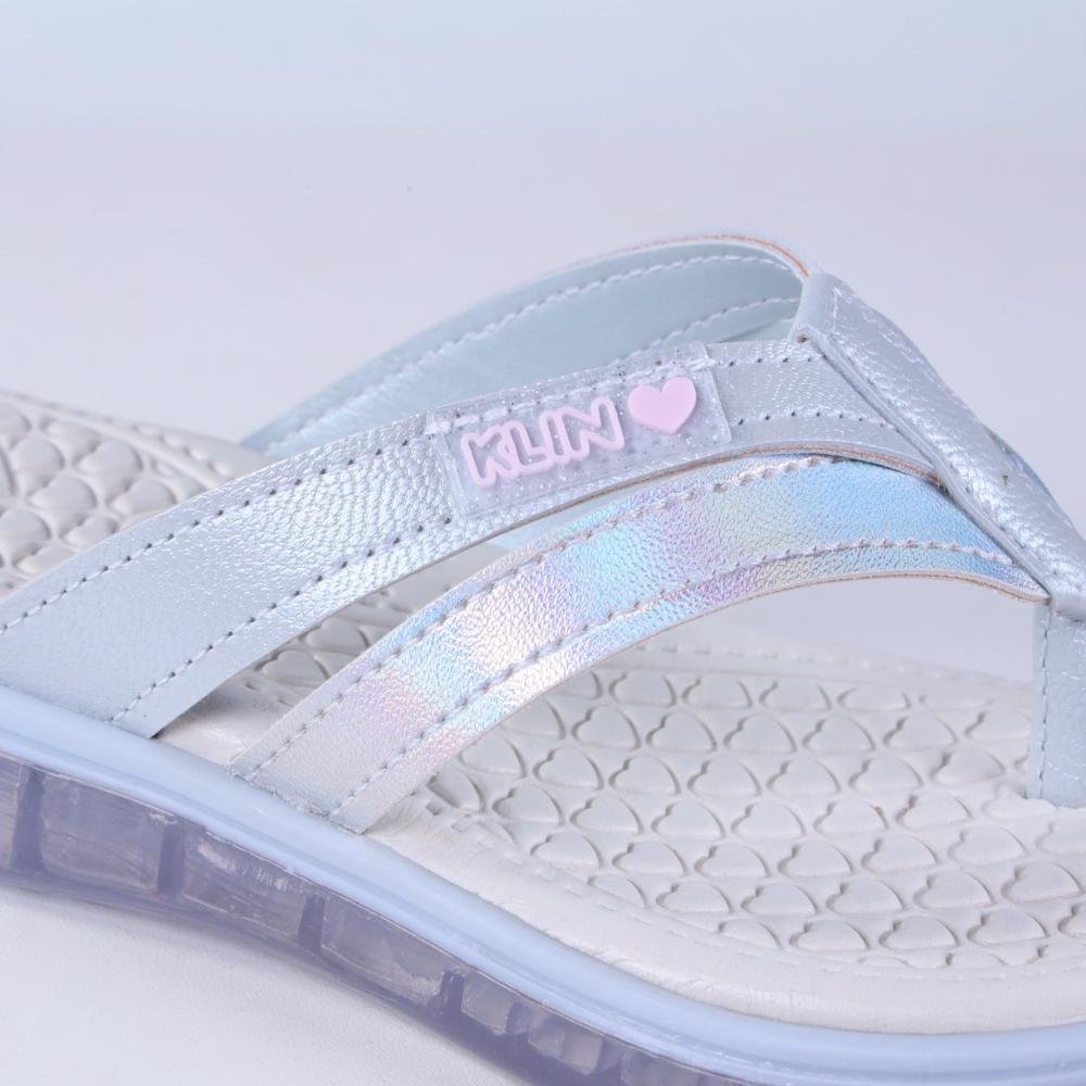 Chinelo Infantil Menina com Luzes Klin 229023 Prata Prata 3