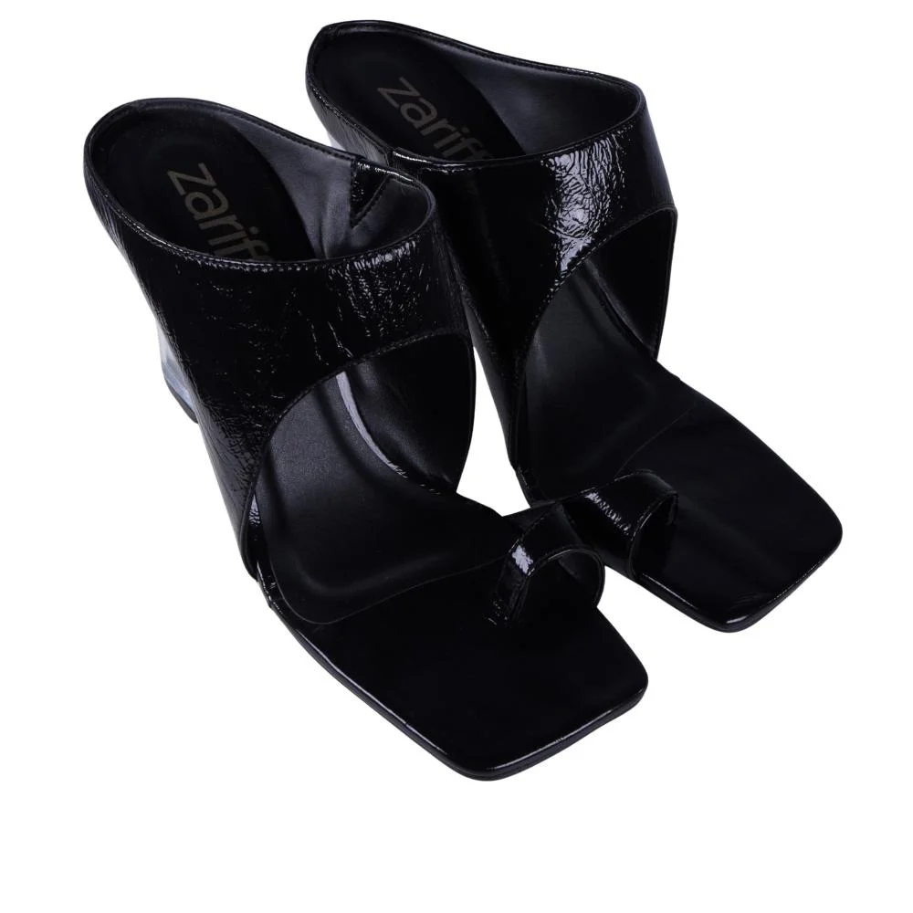 Tamanco Feminino Zariff com Salto Transparente 2109-6818 Preto Preto 2