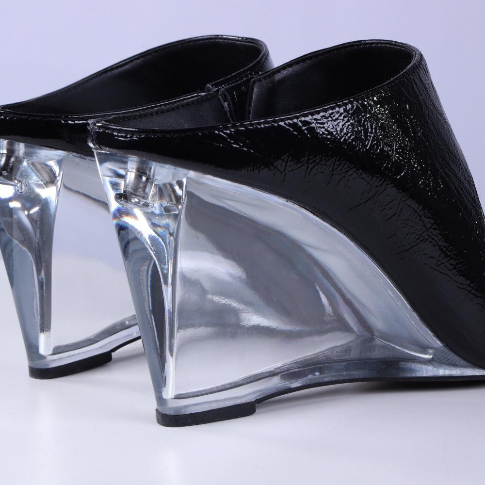 Tamanco Feminino Zariff com Salto Transparente 2109-6818 Preto Preto 4