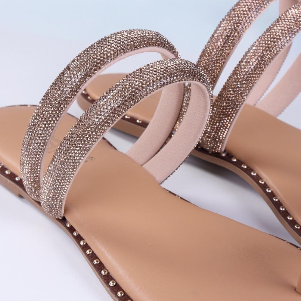 Sandália Rasteira Feminina Zariff Rrj-45 Camel/Ouro Dourado 5