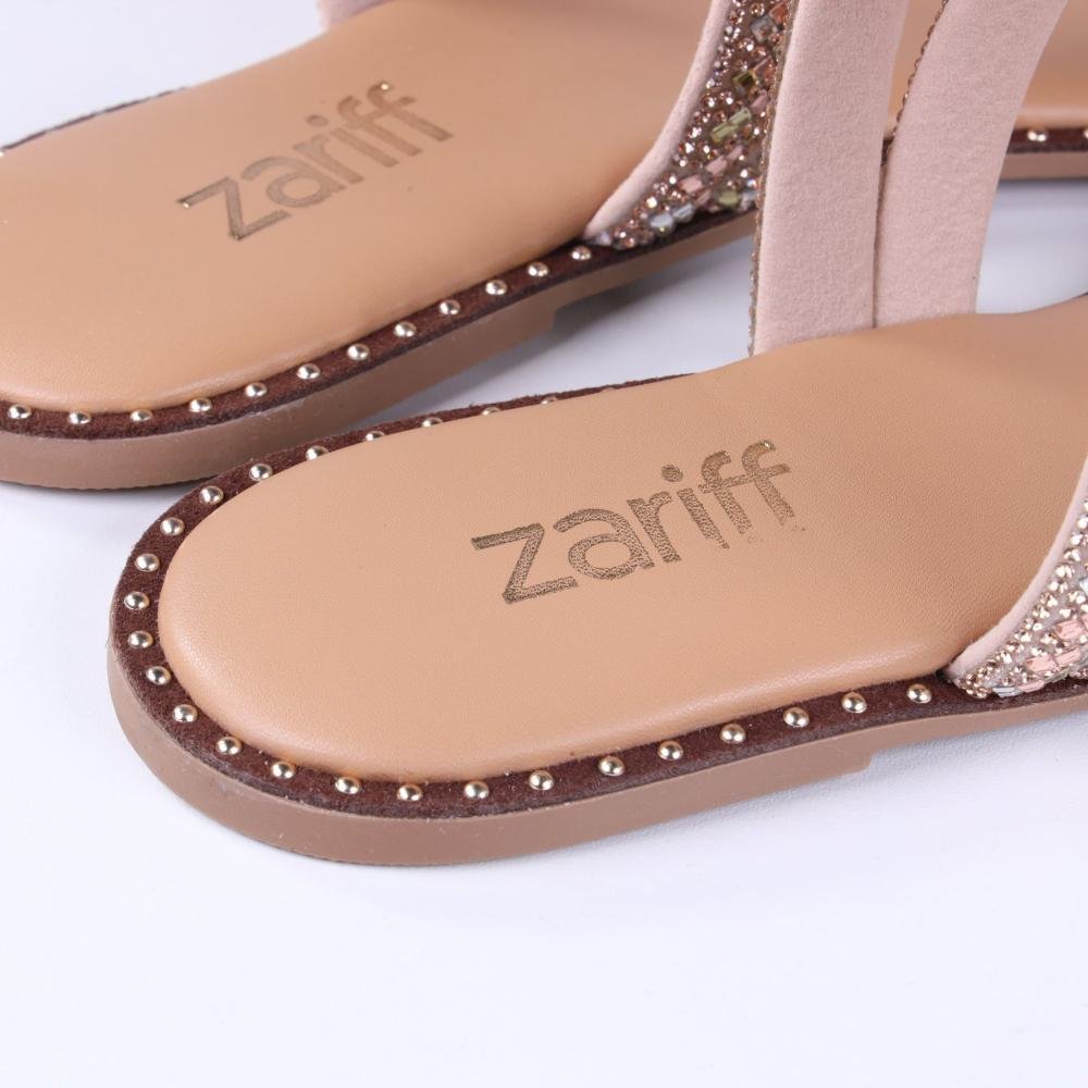 Sandália Rasteira Feminina Zariff Rrj-45 Camel Dourado 4