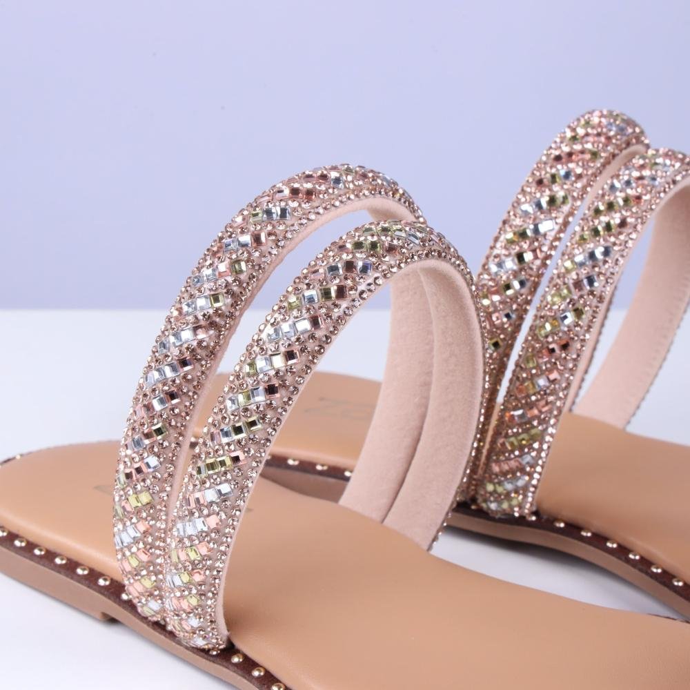 Sandália Rasteira Feminina Zariff Rrj-45 Camel Dourado 5