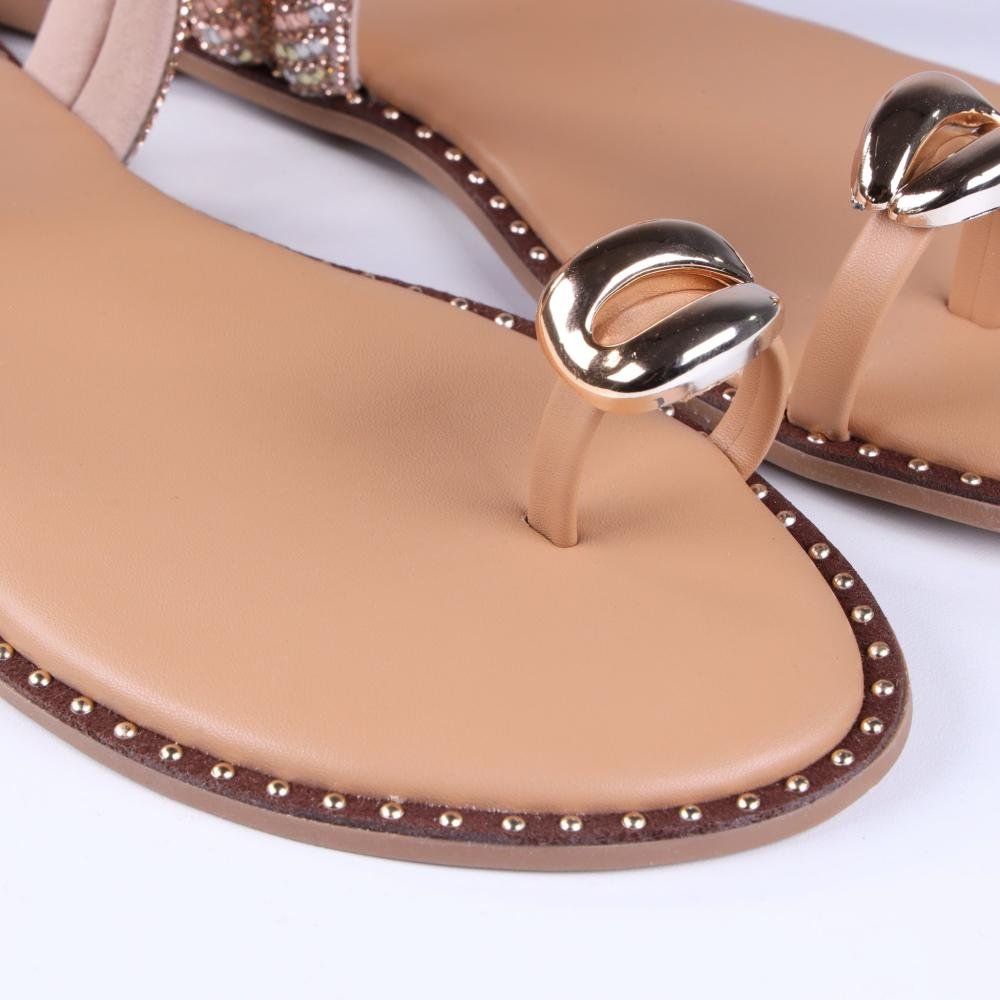 Sandália Rasteira Feminina Zariff Rrj-45 Camel Dourado 6