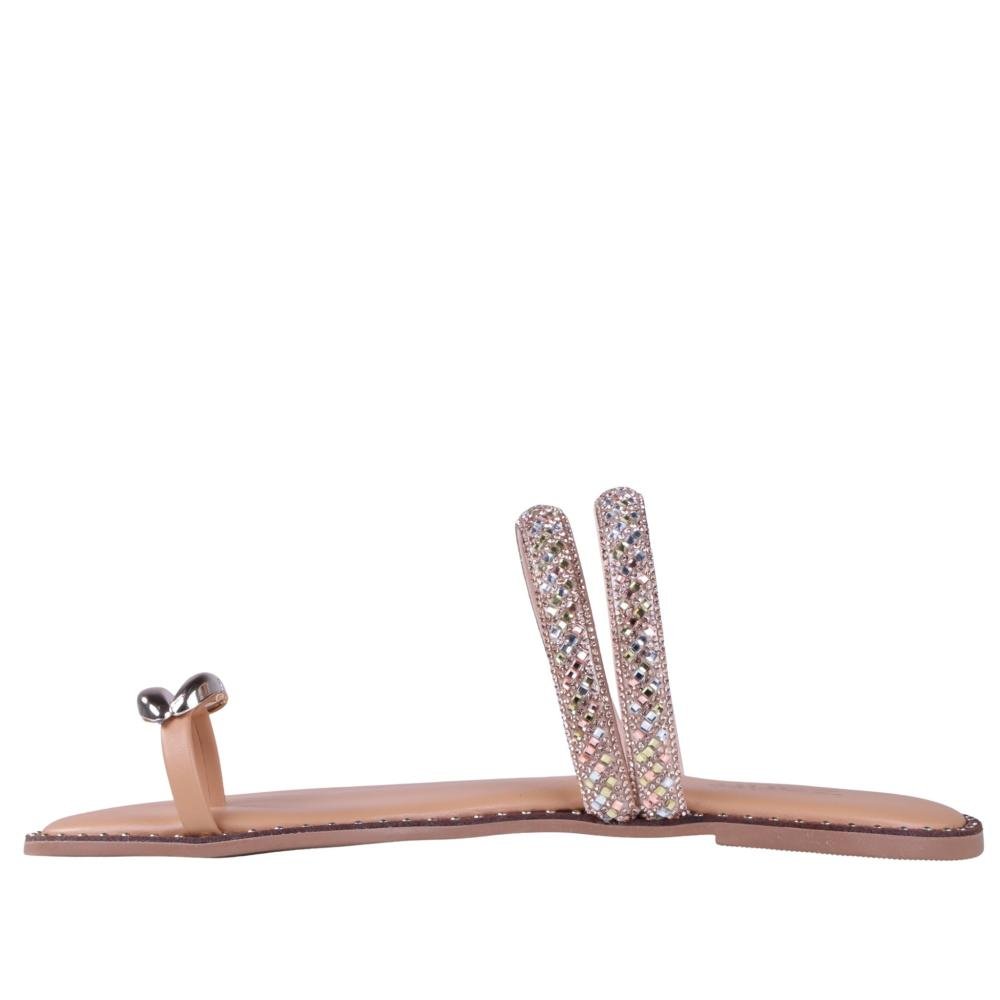 Sandália Rasteira Feminina Zariff Rrj-45 Camel Dourado 7