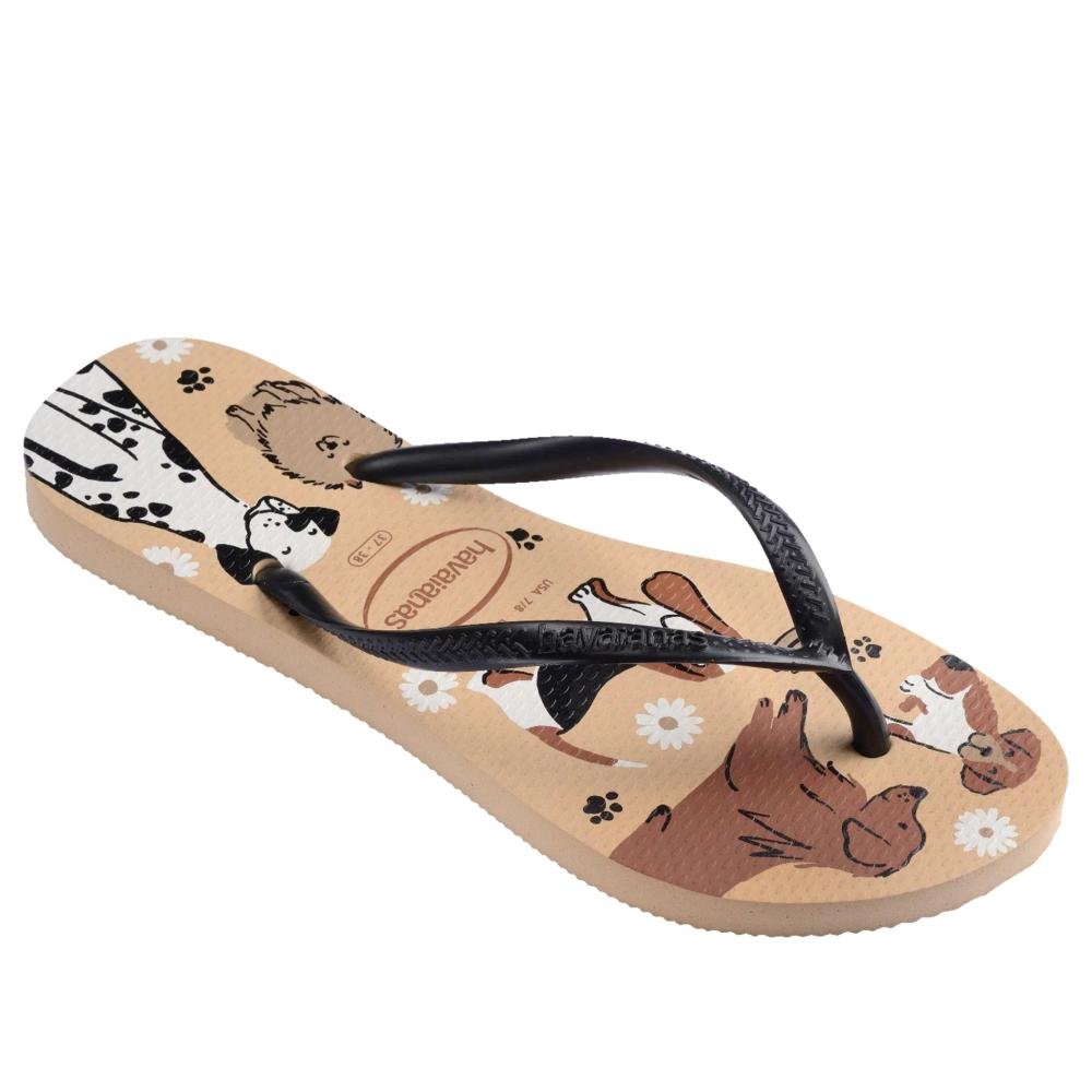 Chinelo Feminino Havaianas Pets Dourado/Preto Preto 2