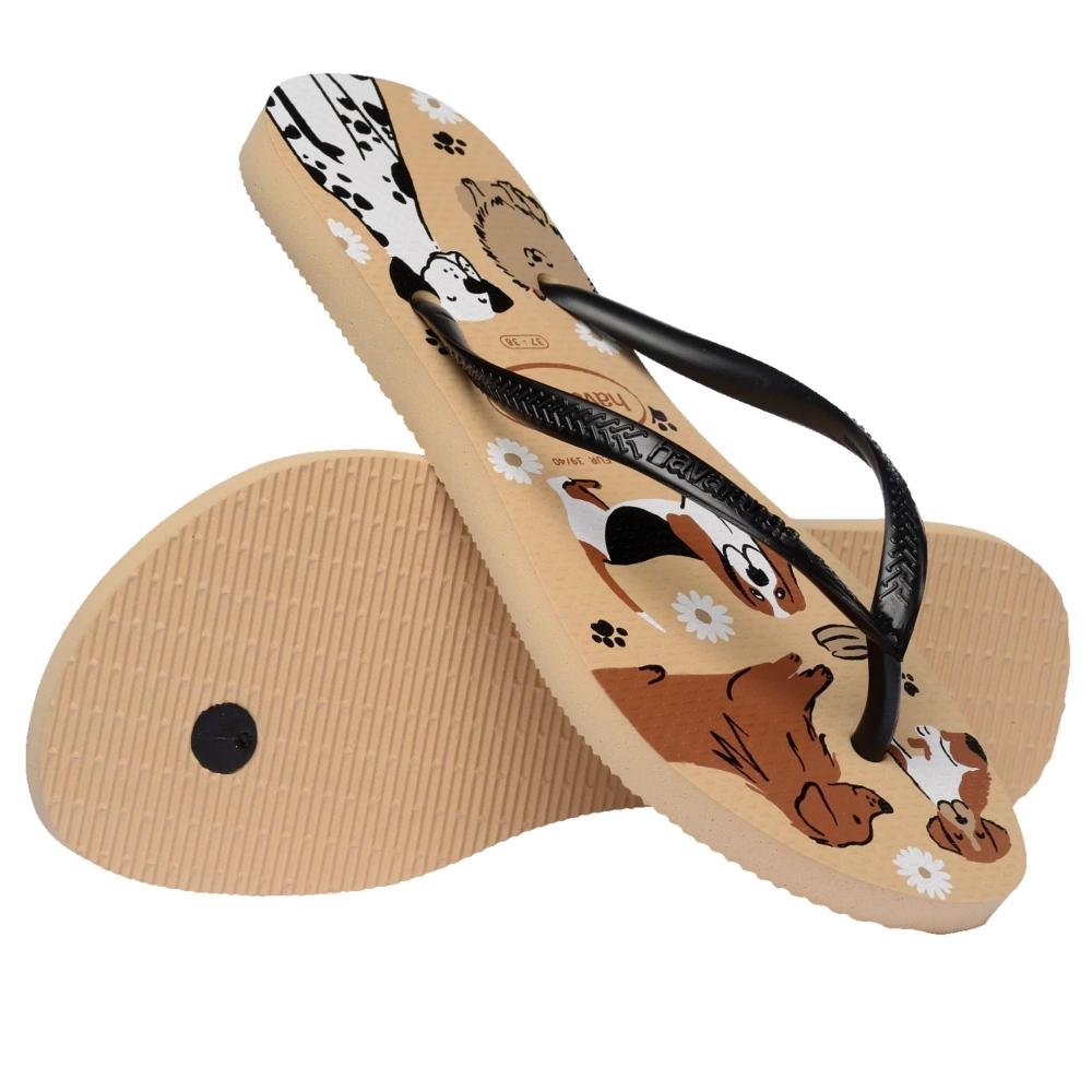 Chinelo Feminino Havaianas Pets Dourado/Preto Preto 4