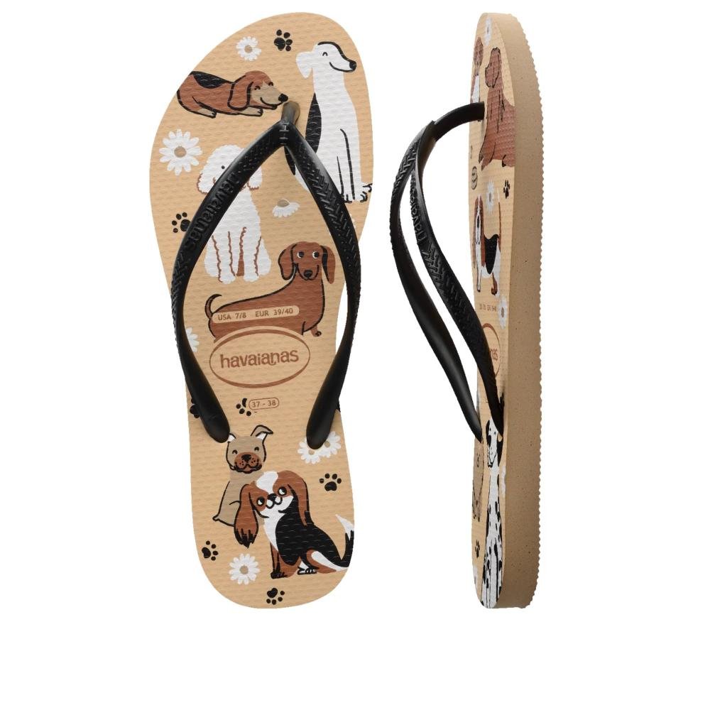 Chinelo Feminino Havaianas Pets Dourado/Preto Preto 5