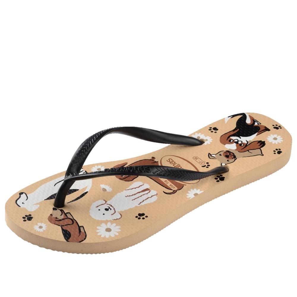 Chinelo Feminino Havaianas Pets Dourado/Preto Preto 6