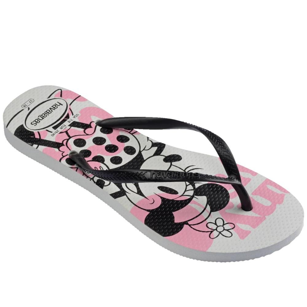 Chinelo Infantil Feminino Havaianas Slim Branco/Preto Preto 3