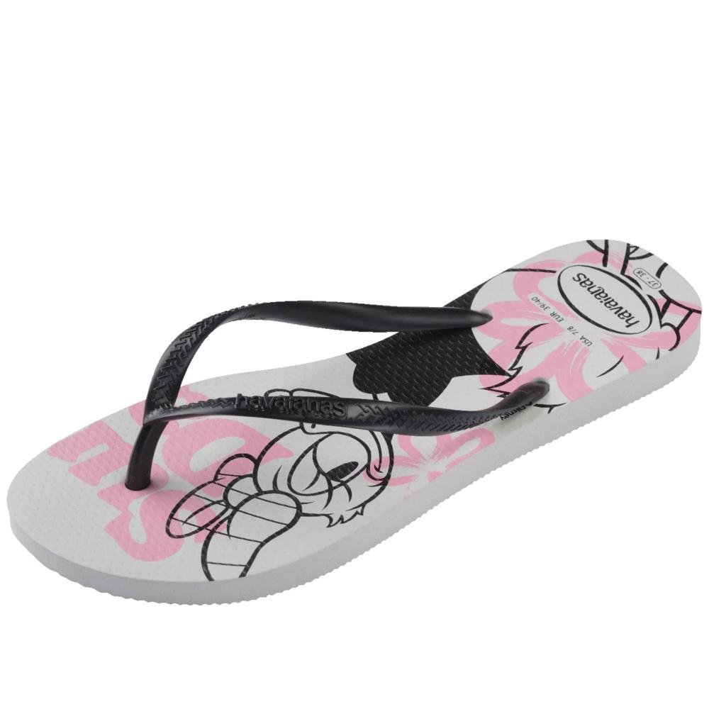 Chinelo Infantil Feminino Havaianas Slim Branco/Preto Preto 4