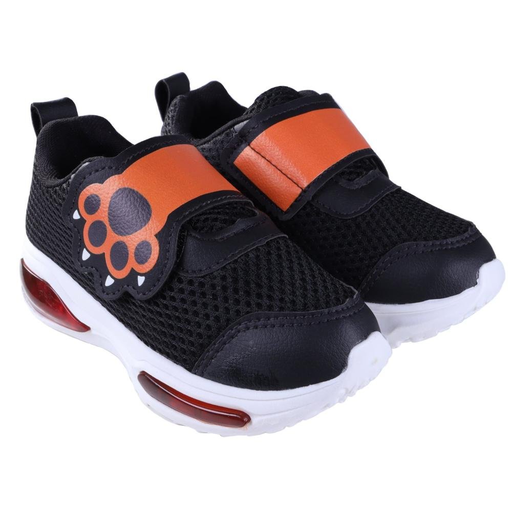 Tênis Infantil Menino Mini-pé com LED 2501. Preto/Laranja Preto 2