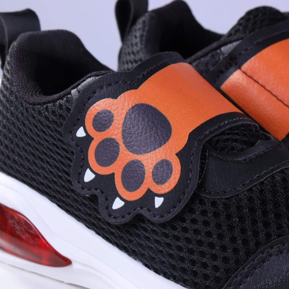 Tênis Infantil Menino Mini-pé com LED 2501. Preto/Laranja Preto 3