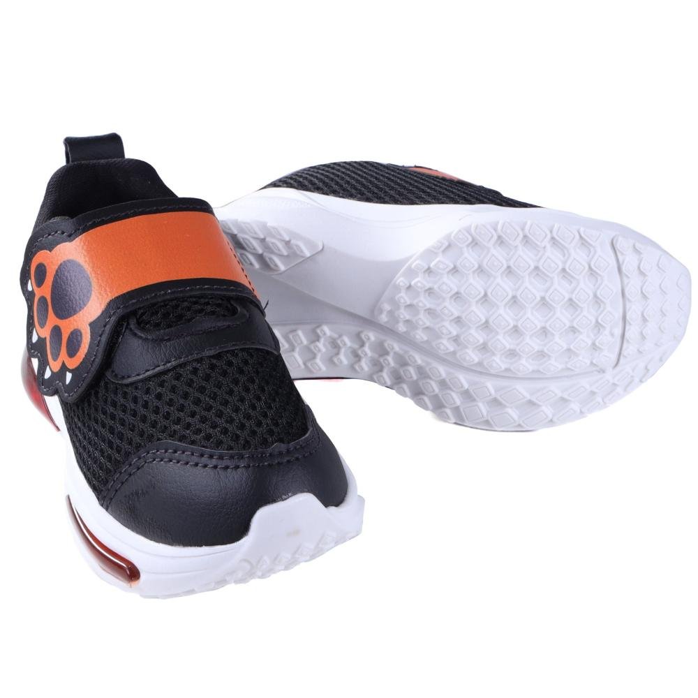 Tênis Infantil Menino Mini-pé com LED 2501. Preto/Laranja Preto 5