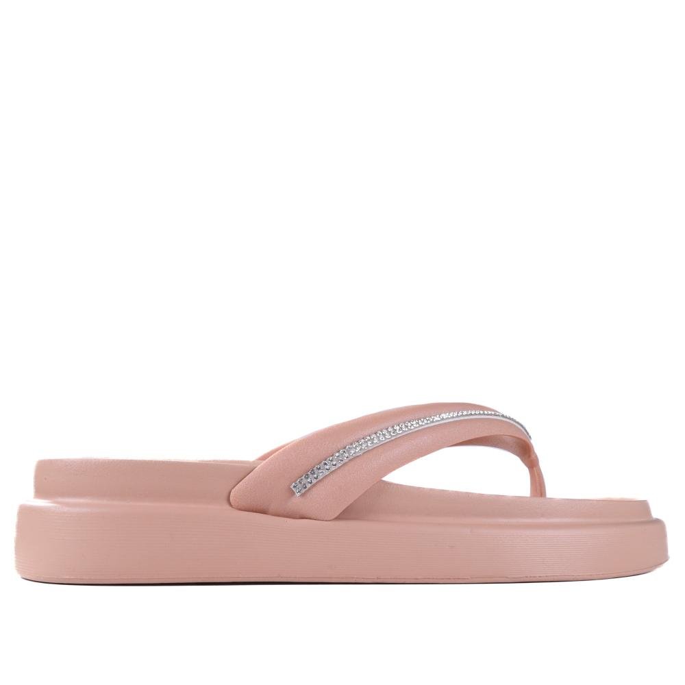 Chinelo Feminino Moleca com Aplicações de Brilho 5554,101 Nude