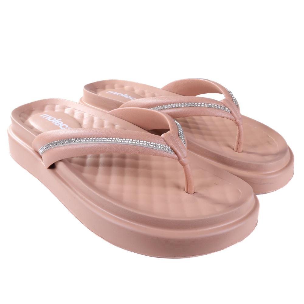 Chinelo Feminino Moleca com Aplicações de Brilho 5554,101 Nude Rosa 2