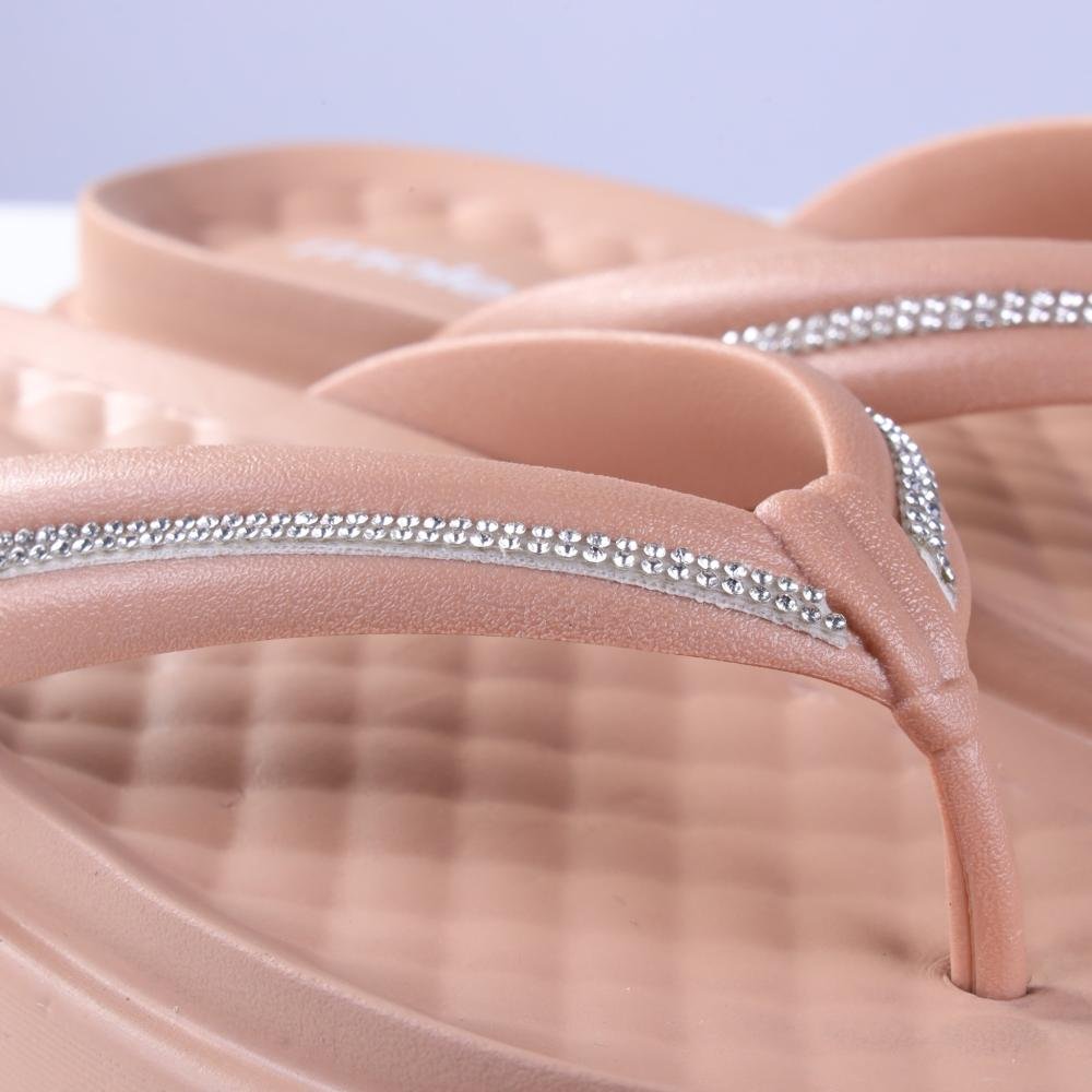 Chinelo Feminino Moleca com Aplicações de Brilho 5554,101 Nude Rosa 3