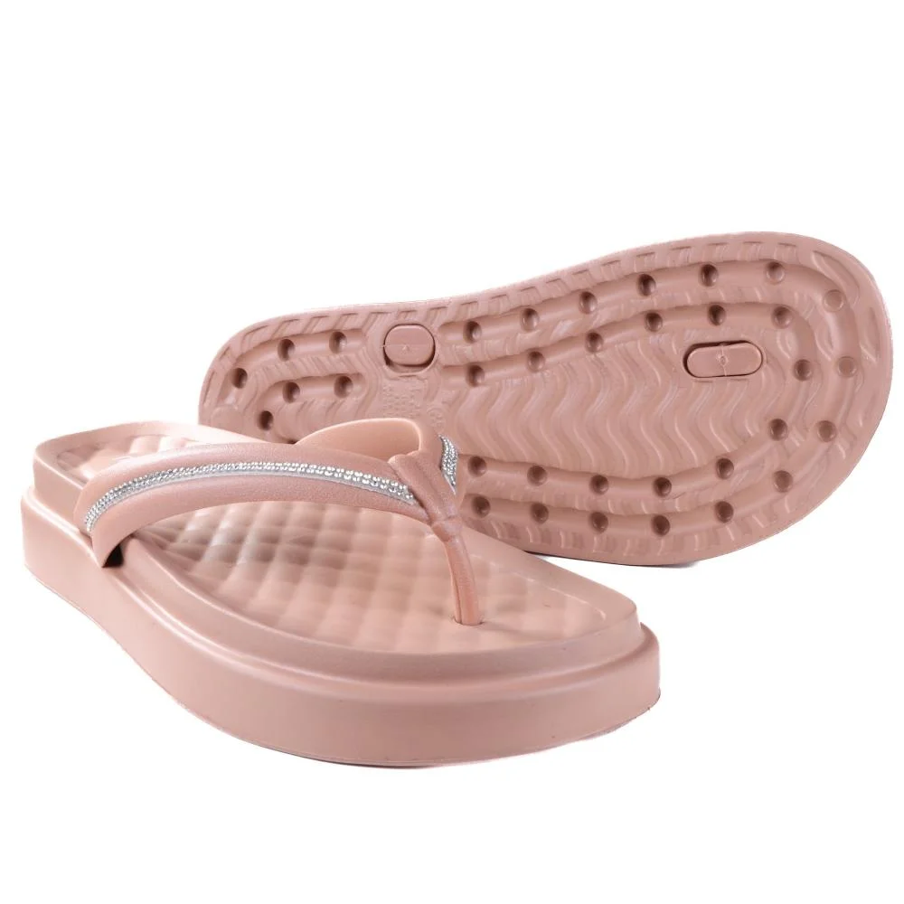Chinelo Feminino Moleca com Aplicações de Brilho 5554,101 Nude Rosa 4