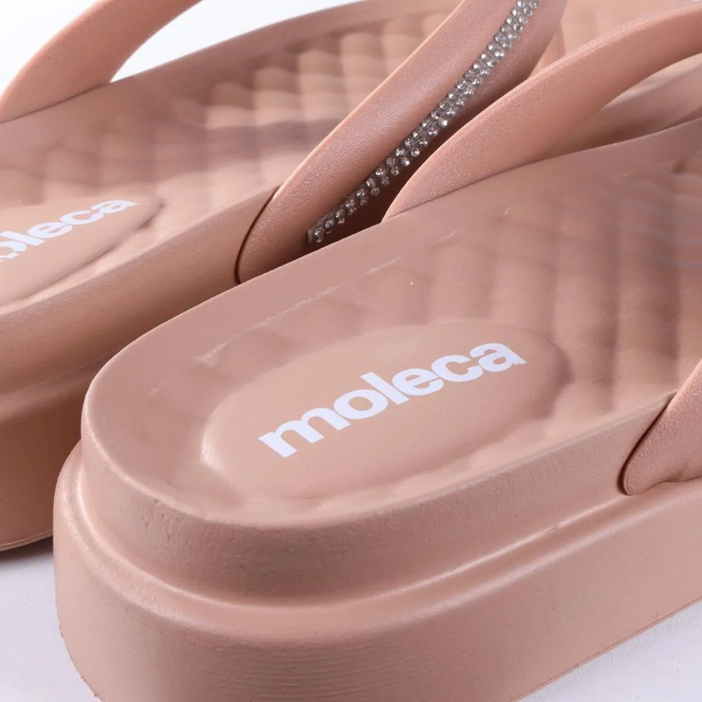 Chinelo Feminino Moleca com Aplicações de Brilho 5554,101 Nude Rosa 5