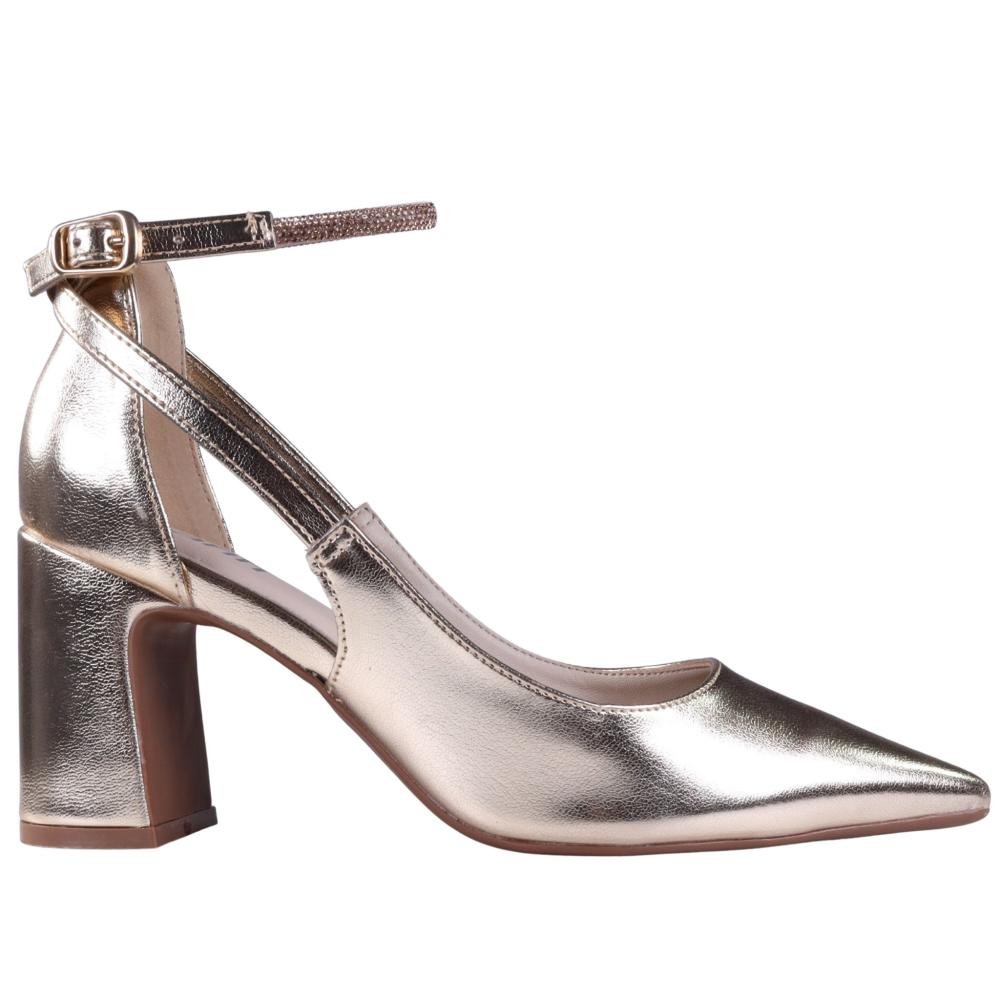 Scarpin Feminino Zariff Salto Bloco 7021-223 Dourado