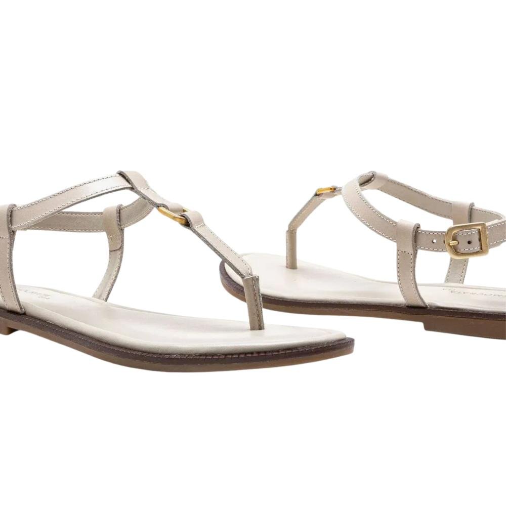 Sandália Rasteira Feminina Democrata 634102 Palha Bege 2