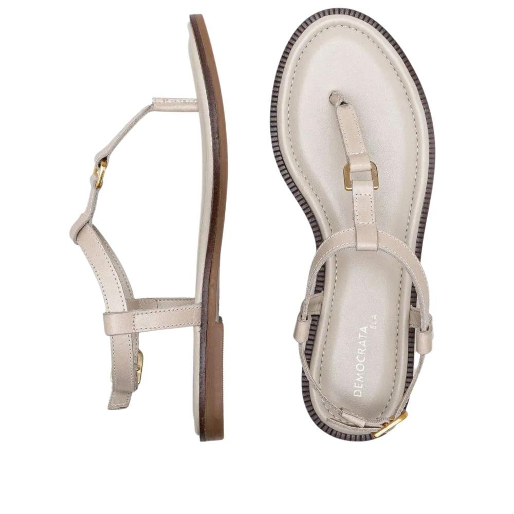 Sandália Rasteira Feminina Democrata 634102 Palha Bege 5