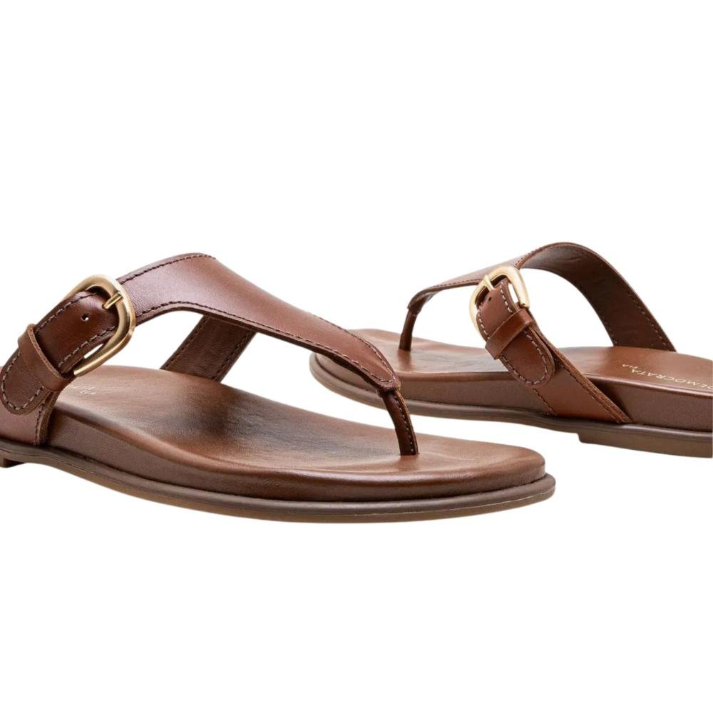 Sandália Rasteira Democrata 659102 Tan Marrom 2