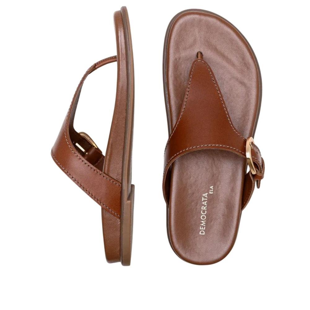 Sandália Rasteira Democrata 659102 Tan Marrom 3