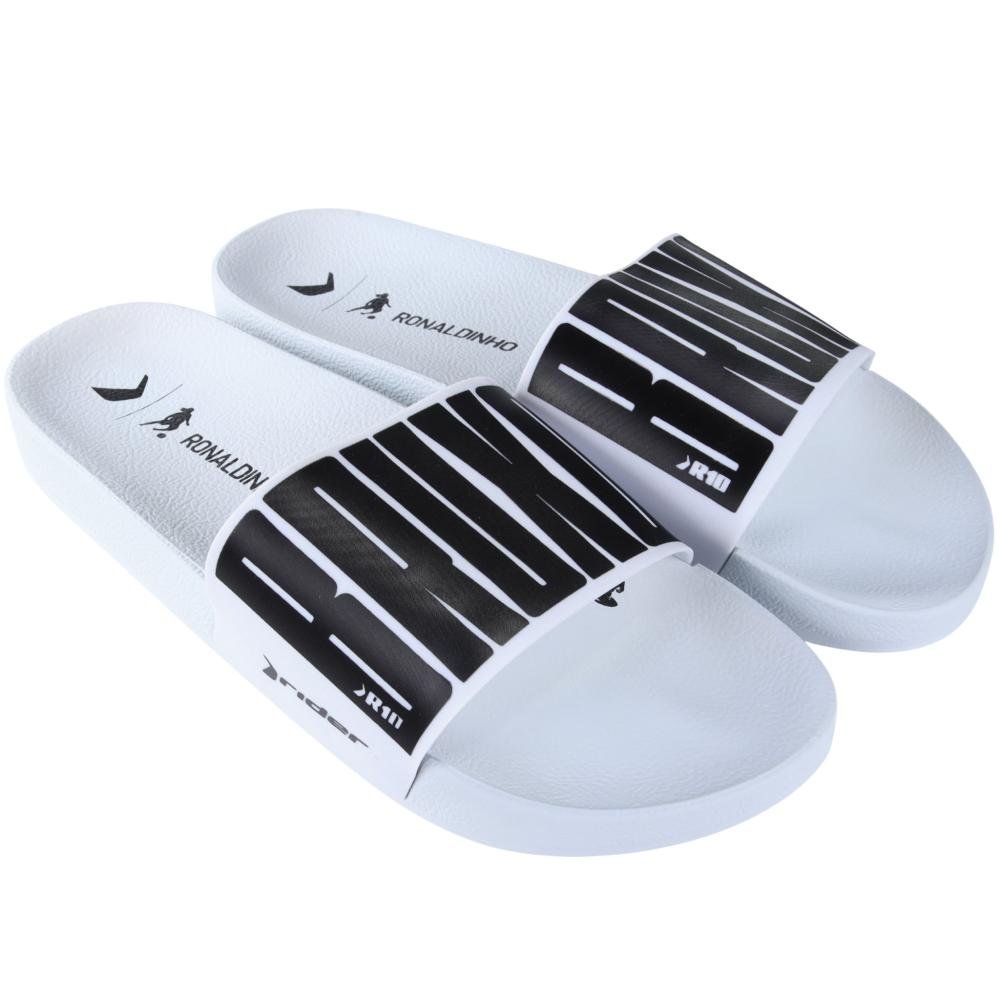 Chinelo Slide Masculino Rider R10 Ronaldinho 12562 Branco Branco 7